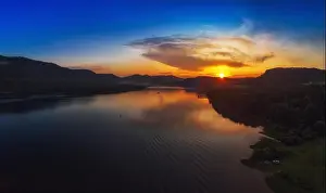 Altai Mountains Prints: Aerial view on Teletskoye lake in Altai mountains