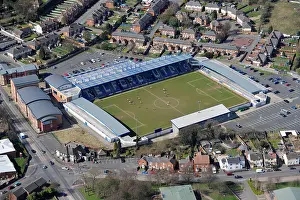 Shropshire Prints: Aerial view of Telford United AFC stadium in Telford Shropshire England Uk