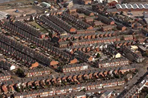 Terraced Prints: Aerial view of Terraced houses in Aston area of Birmingham England Uk