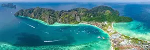 Phi Phi Prints: Aerial view of Ton Sai Beach in Koh Phi Phi, Krabi Thailand