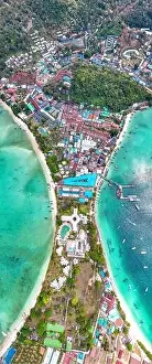 Phi Phi Prints: Aerial view of Ton Sai Beach in Koh Phi Phi, Krabi Thailand