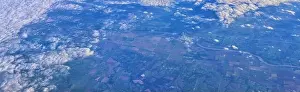 Western Air Prints: Aerial view of topographical landscapes over midwest states on flight over Colorado