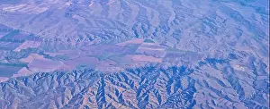 Western Air Prints: Aerial view of topographical landscapes over midwest states on flight over Colorado