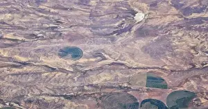 Panorama Mountain Prints: Aerial view of topographical Rocky Mountain landscapes on flight over Colorado and Utah during autumn