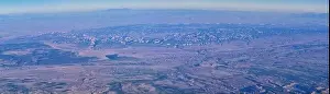 Valley Spring Prints: Aerial view of topographical Rocky Mountain landscapes on flight over Colorado and Utah during autumn