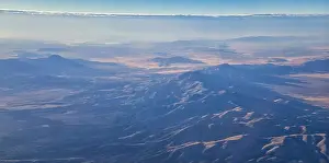 Valley Spring Prints: Aerial view of topographical Rocky Mountain landscapes on flight over Colorado and Utah during autumn