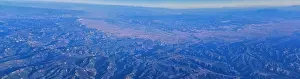 Valley Spring Prints: Aerial view of topographical Rocky Mountain landscapes on flight over Colorado and Utah during autumn