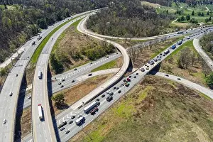 Highways Prints: Aerial view of traffic on highways in Conshohocken (Philadelphia) Pennsylvania USA