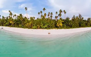Maluku Prints: Aerial view tropical beach island reef caribbean sea