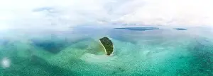 Aerial view tropical beach island reef caribbean sea