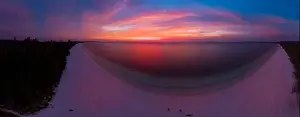Aerial view tropical beach island reef caribbean sea dramatic sky at sunset sunrise