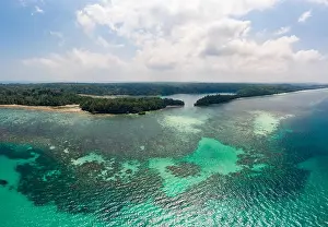 Maluku Prints: Aerial view tropical island reef