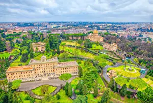 Tower Town Prints: Aerial view of Vatican gardens