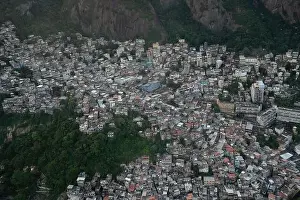 Slum Prints: Aerial view of Vidigal Favela at Dois Irmaos Mountain (Morro Dois Irmaos) - Rio de Janeiro