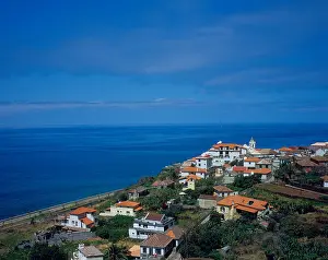 Bushland Prints: aerial view of the village of Jardim do Mar Madeira Portugal Europe