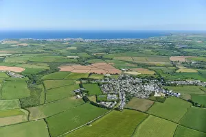 Saint Prints: An aerial view of the village of St Newlyn East and surrounding Cornish countryside
