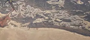 Blue Lakes Prints: Aerial view of Wasatch Front Rocky Mountain landscapes on flight over Colorado and Utah during winter