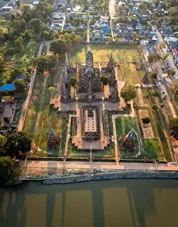 High View Prints: Aerial view of Wat Chaiwatthanaram ruin temple in Ayutthaya, Thailand