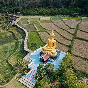 Khuha Prints: Aerial view of Wat Na Khuha Temple in Phrae Thailand
