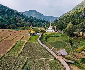Khuha Prints: Aerial view of Wat Na Khuha Temple in Phrae Thailand