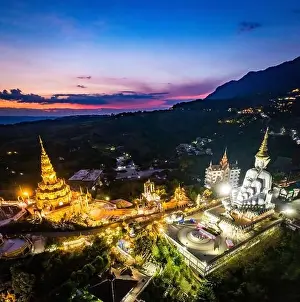 Kaew Prints: Aerial view of Wat Phra That Pha Sorn Kaew temple in Phetchabun, Thailand, south east asia