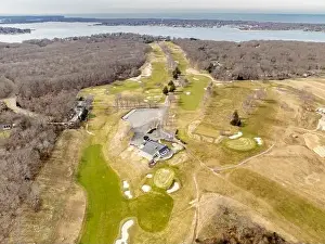 Shelter Island Prints: aerial view of winter day at Gardiners Bay Country Club in Shelter Island, NY