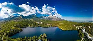 Vysoke Tatry Prints: Aerial view of a wonderful mountain lake in National Park High Tatra
