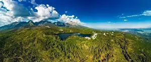 Vysoke Tatry Prints: Aerial view of a wonderful mountain lake in National Park High Tatra