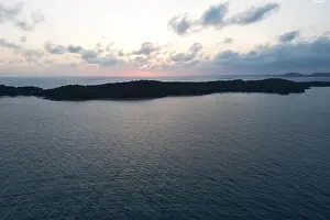 Koh Samed Prints: aerial top view of Wong Duean Beach at Ko Samet Island with beautiful tropical crystal clear turquoise sea water