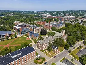 Worcester Prints: Aerial view of Worcester Polytechnic Institute WPI main campus around The Quad in city of Worcester