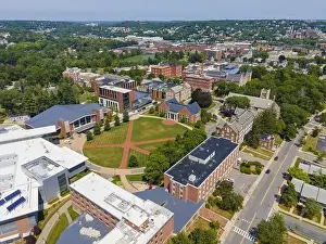 Worcester Prints: Aerial view of Worcester Polytechnic Institute WPI main campus around The Quad in city of Worcester