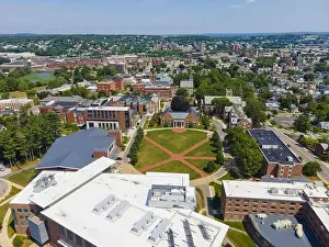 Worcester Prints: Aerial view of Worcester Polytechnic Institute WPI main campus around The Quad in city of Worcester