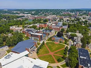 Worcester Prints: Aerial view of Worcester Polytechnic Institute WPI main campus around The Quad in city of Worcester