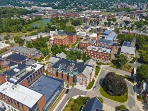 Worcester Prints: Aerial view of Worcester Polytechnic Institute WPI main campus around The Quad in city of Worcester
