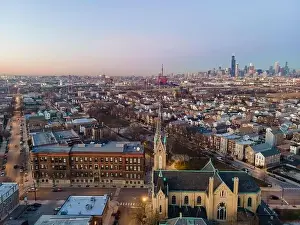 Urban Photography Prints: Aerial Views of Chicago Skyline @ Night