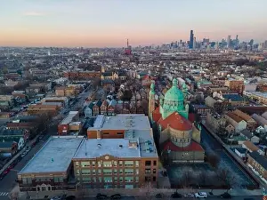 Aerial Views of Chicago Skyline @ Night