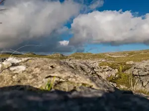 Scar Prints: Aerial views of Limestone Pavement near Malham with Comb Hill and Dean Moor Hill in the distance