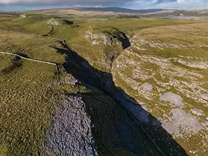 Scar Prints: Aerial views of Limestone Pavement near Malham with Comb Hill and Dean Moor Hill in the distance