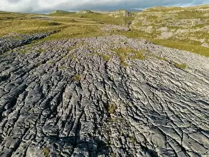 Scar Prints: Aerial views of Limestone Pavement near Malham with Comb Hill and Dean Moor Hill in the distance