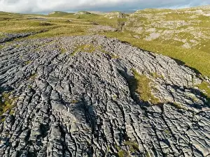 Scar Prints: Aerial views of Limestone Pavement near Malham with Comb Hill and Dean Moor Hill in the distance