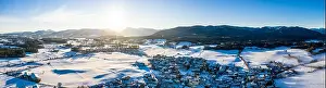 Carpathian Mountains Prints: Aerial Winter Alpenvorland snow landscape in Karwendel Bavaria, Germany