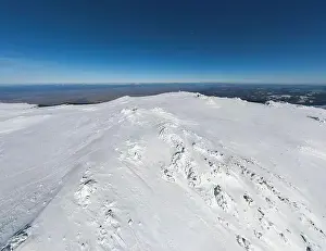 Aerial Winter view of Vitosha Mountain near Cherni Vrah peak, Sofia City Region, Bulgaria