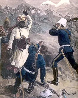 Captain Prints: Afghanistan: Captain Manners Wood is struck down but saved by Lieutenant Fisher at the Battle of Futtehabad