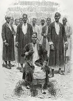 Europea Prints: Africa Central. Mutesa o Mtesa I (1837-1884) el Kabaka (rey) del Reino de Buganda (actual Uganda)