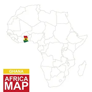 Congo Prints: Africa contoured map with highlighted Ghana