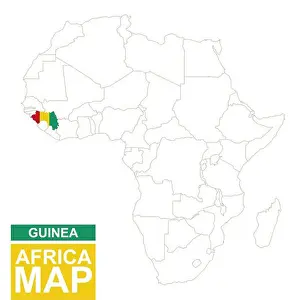 Congo Prints: Africa contoured map with highlighted Guinea