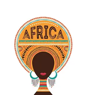 Tanzania Prints: Africa day, Vector illustration with African woman, tribe ornaments and patterns
