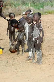 Tribes Prints: Africa, Ethiopia, Omo River Valley children of the Hamer Tribe