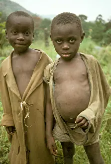 Uganda Prints: Africa Uganda Poor children dressed in rags