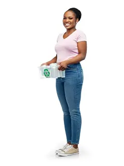 Reuse Prints: african american woman sorting metallic waste